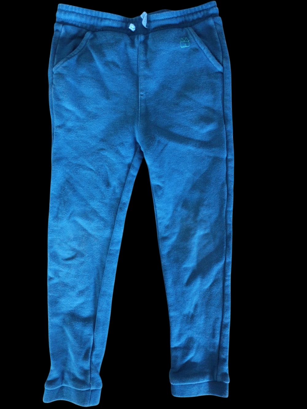 Kids Blue Fleece Jogger Pants with Drawstring